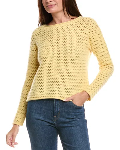 The Cashmere Project Boat Neck Pointelle Cashmere Sweater In Yellow