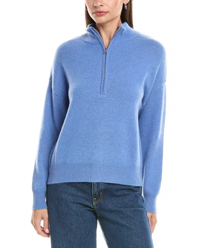 The Cashmere Project Cashmere 1/4-zip Pullover In Blue