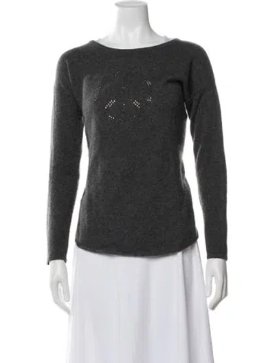 Pre-owned The Cashmere Project Cashmere Bateau Neckline Sweater In Gray