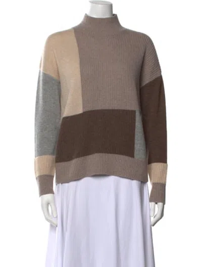 Pre-owned The Cashmere Project Cashmere Colorblock Pattern Sweater In Neutrals