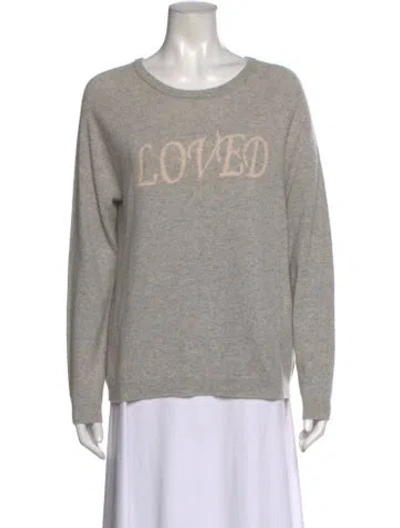 Pre-owned The Cashmere Project Cashmere Graphic Print Sweater In Gray