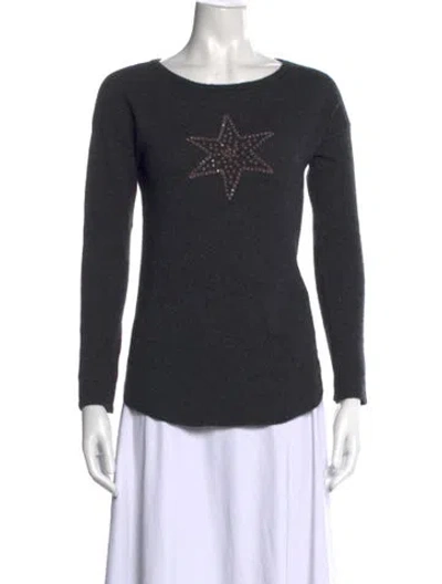 Pre-owned The Cashmere Project Cashmere Graphic Print Sweater In Gray