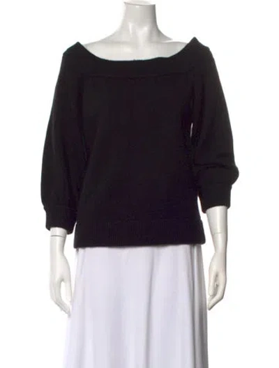 Pre-owned The Cashmere Project Cashmere Off-the-shoulder Sweater In Black