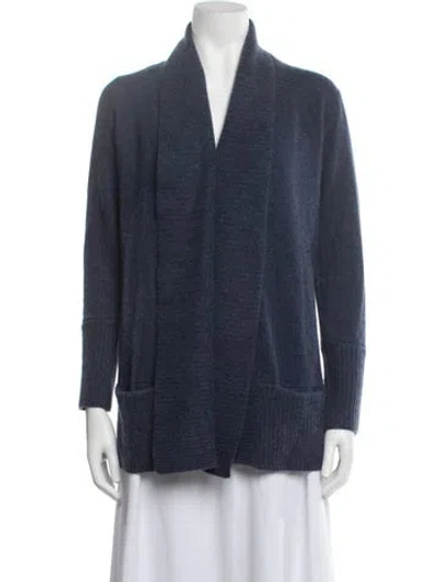 Pre-owned The Cashmere Project Cashmere Open Front Sweater In Blue
