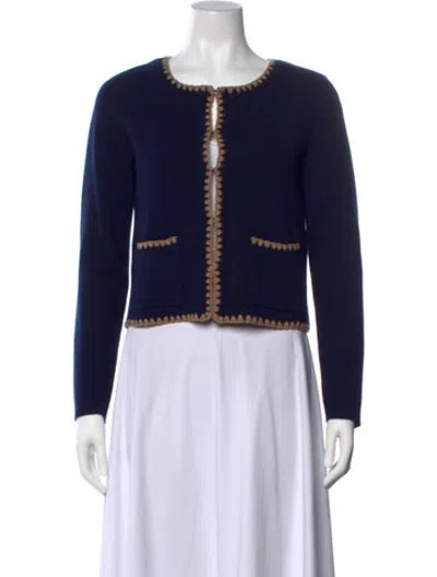 Pre-owned The Cashmere Project Cashmere Open Front Sweater In Blue