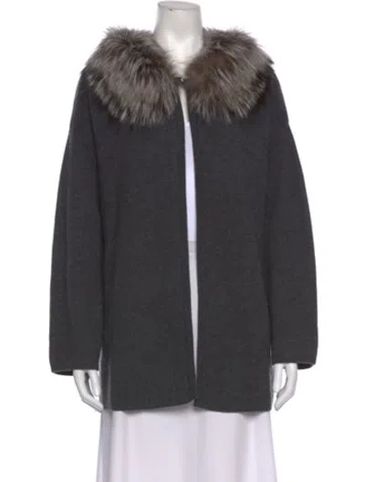 Pre-owned The Cashmere Project Cashmere Open Front Sweater In Grey