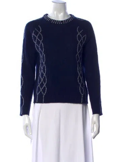 Pre-owned The Cashmere Project Cashmere Patterned Sweater In Blue