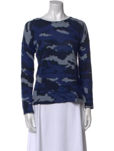 Pre-owned The Cashmere Project Cashmere Printed Sweater In Blue