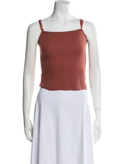 Pre-owned The Cashmere Project Cashmere Square Neckline Crop Top In Neutral