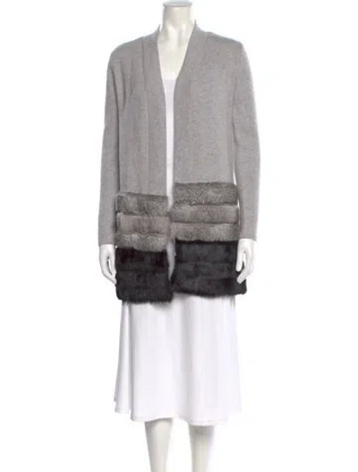 Pre-owned The Cashmere Project Cashmere Striped Sweater In Gray