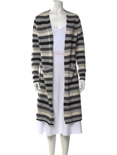 Pre-owned The Cashmere Project Cashmere Striped Sweater In Grey