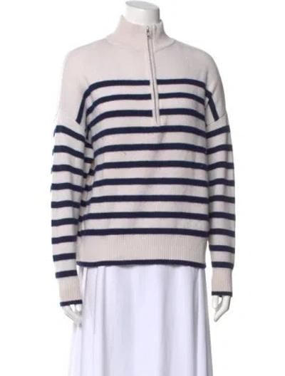Pre-owned The Cashmere Project Cashmere Striped Sweater In White