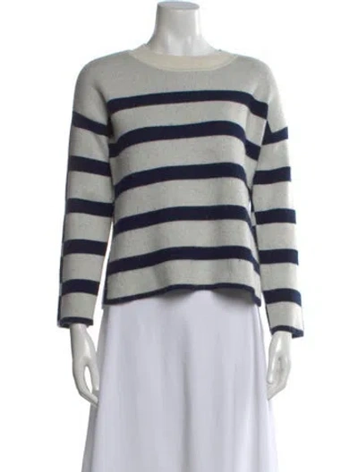 Pre-owned The Cashmere Project Cashmere Striped Sweater In White