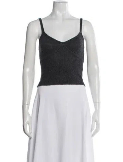 Pre-owned The Cashmere Project Cashmere V-neck Crop Top In Neutrals