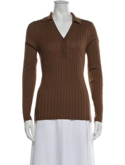 Pre-owned The Cashmere Project Cashmere V-neck Sweater In Brown