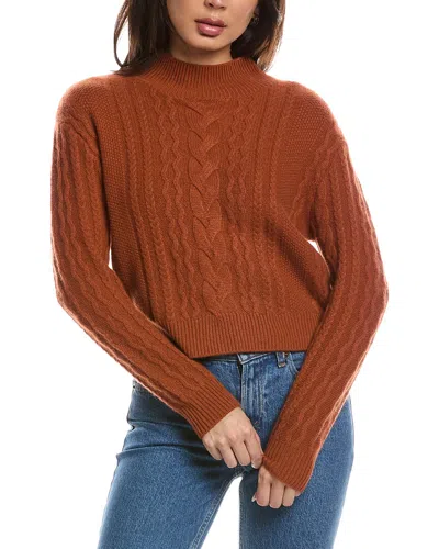 The Cashmere Project Cropped Mixed Cable Mock Neck Sweater In Brown