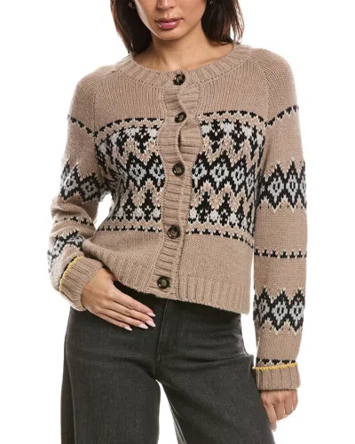 The Cashmere Project Fairisle Cropped Cashmere Cardigan In Brown