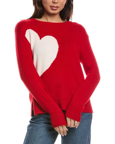 The Cashmere Project Heart Crewneck Cashmere Sweater In Red