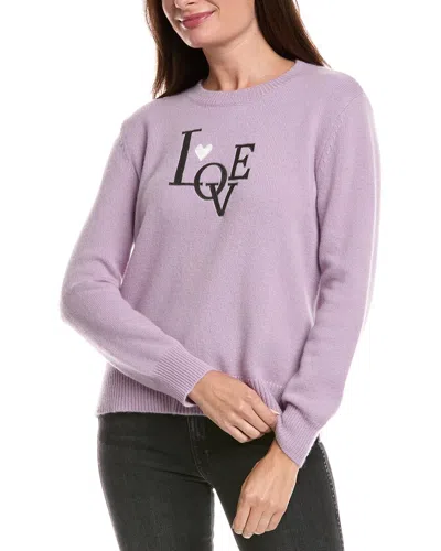 The Cashmere Project Love Heart Embroidered Cashmere Sweater In Purple