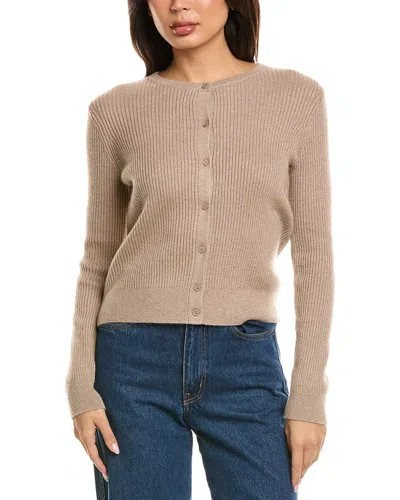 The Cashmere Project Lurex Mini Rib Cashmere-blend Cardigan In Neutral