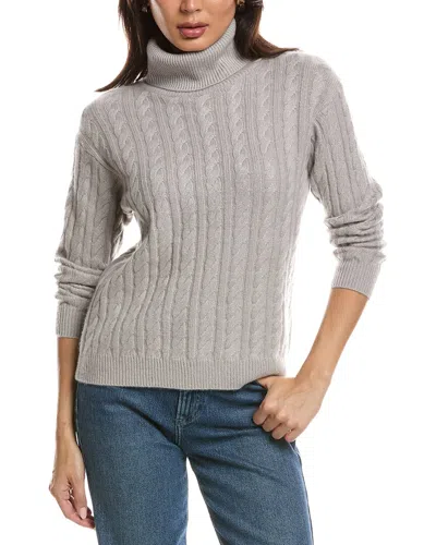 The Cashmere Project Lurex Twisted Cable Turtleneck Cashmere-blend Sweater In Gray