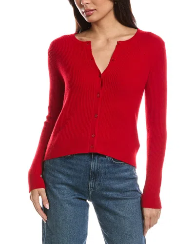 The Cashmere Project Mini Rib Cashmere Cardigan In Red