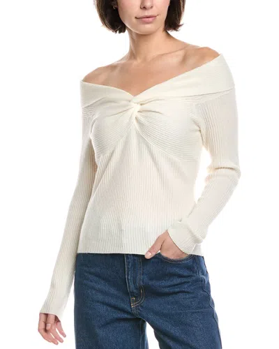 The Cashmere Project Off-shoulder Twist Cashmere Sweater In White