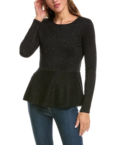 The Cashmere Project Peplum Lurex Cashmere-blend Top In Black