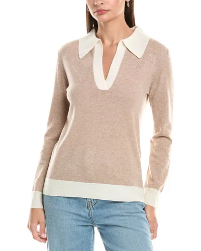 The Cashmere Project Polo Cashmere Sweater In Neutral
