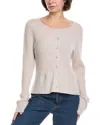The Cashmere Project Ribbed Button Cashmere Cardigan In Neutral