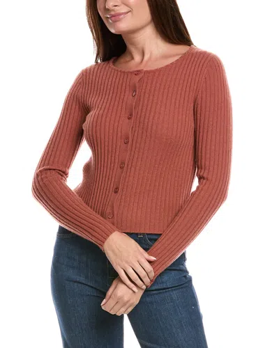The Cashmere Project Ribbed Button Cashmere Cardigan In Brown