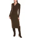 The Cashmere Project Ribbed Polo Cashmere Dress In Brown