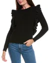 The Cashmere Project Ruched Sleeve Cashmere Sweater In Black
