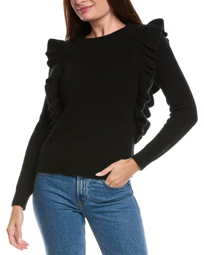 The Cashmere Project Ruched Sleeve Cashmere Sweater In Black