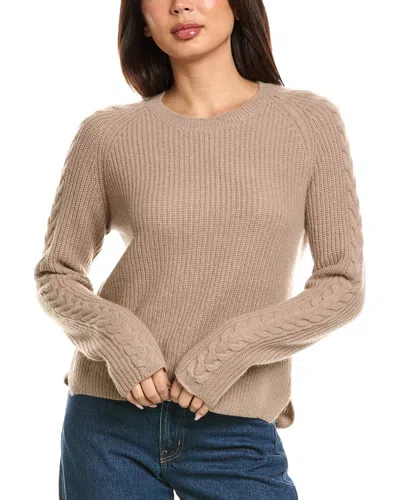 The Cashmere Project Shaker Cable Crewneck Cashmere Sweater In Neutral