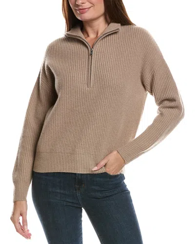 The Cashmere Project Shaker Cashmere 1/4-zip Sweater In Neutral
