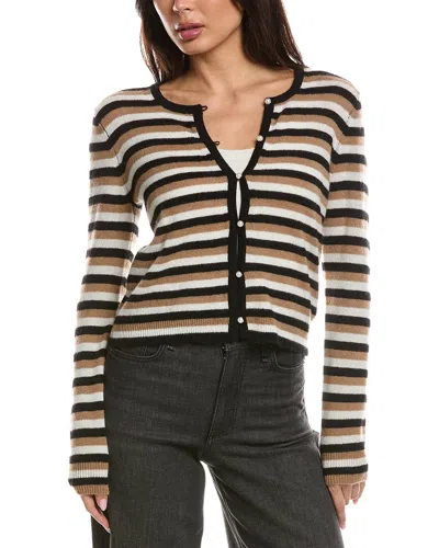 The Cashmere Project Stripe Pearl Cashmere Cardigan In Multi