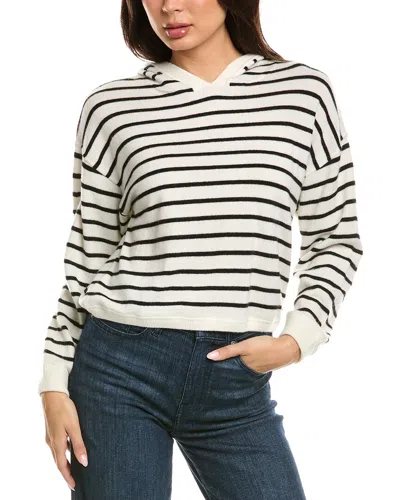 The Cashmere Project Striped Cashmere Hoodie In White