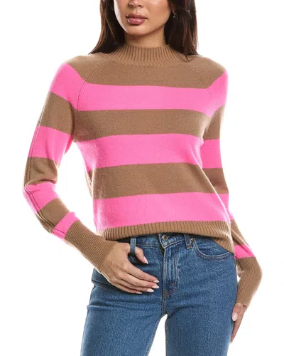 The Cashmere Project Striped Mini Mock Neck Cashmere Sweater In Multi
