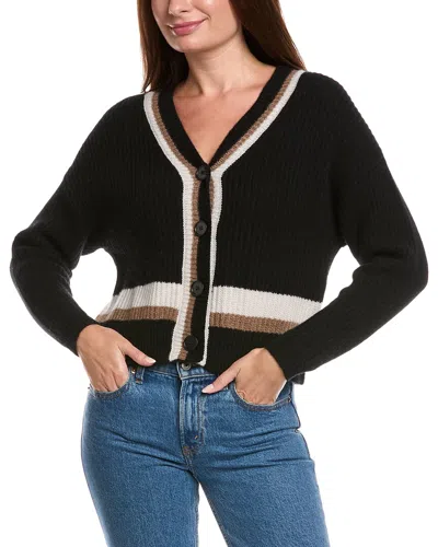 The Cashmere Project Varsity Cashmere Cardigan In Black