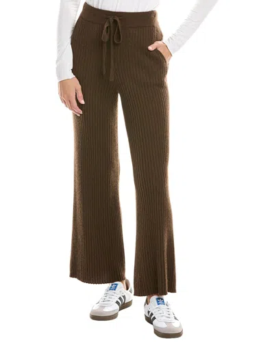 The Cashmere Project Wide Leg Cashmere Pant In Brown