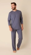 The Cat's Pajamas Pima Knit Pullover Set In Gray