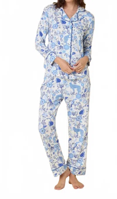 The Cat's Pajamas Soiree Pima Knit Pajama Set In Blue