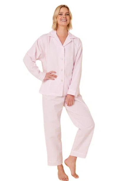The Cat's Pajamas Cotton Seersucker Pajama Set In Pink