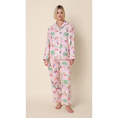 The Cat's Pajamas Flannel Pajama Set Holiday In Pink