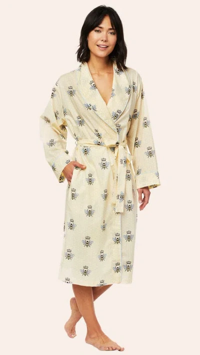 The Cat's Pajamas Flannel Shawl Collar Robe In Nude