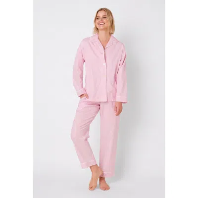 The Cat's Pajamas Gingham Pima Cotton Pajama Set In Pink