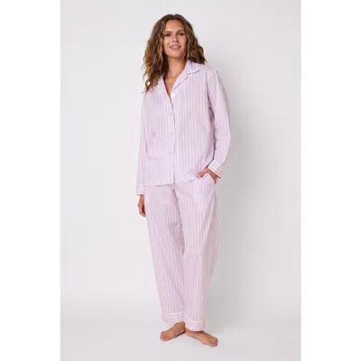 The Cat's Pajamas Gingham Pima Cotton Pajama Set In Purple