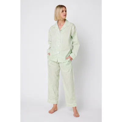 The Cat's Pajamas Gingham Pima Cotton Pajama Set In Green