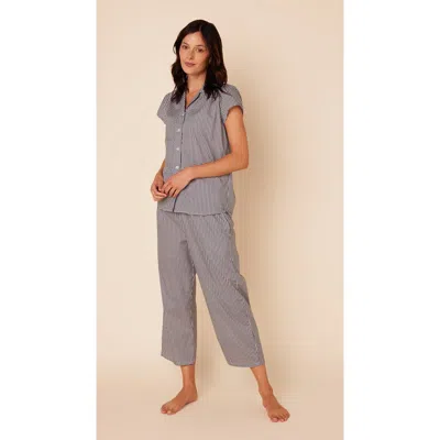 The Cat's Pajamas Luxe Pima Capri Print Set In Gray